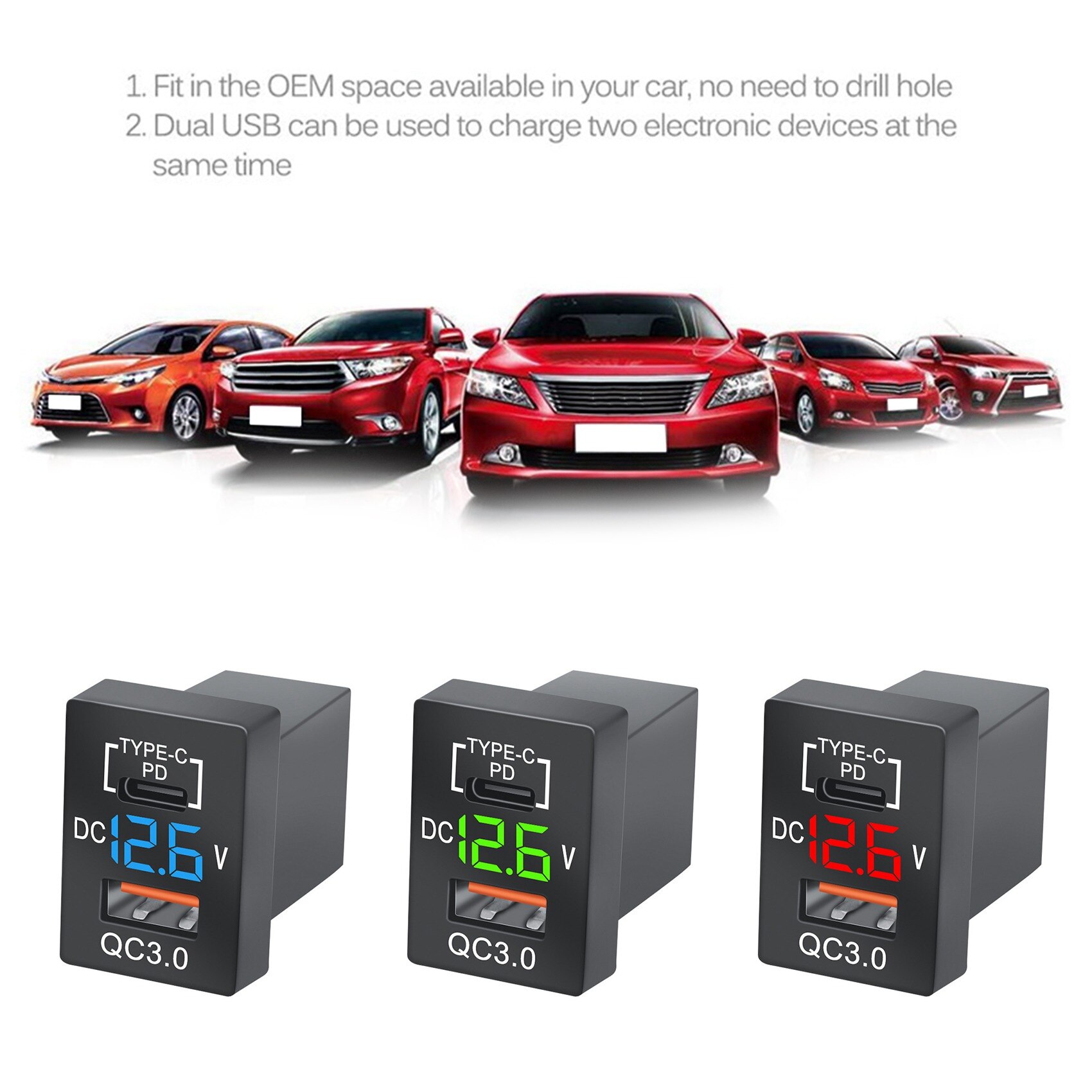 ο  QC3.0 USB ڵ   PD -ο Ÿ   LED Ķ  а C 